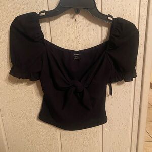 Elegant Black Puff Sleeve Top